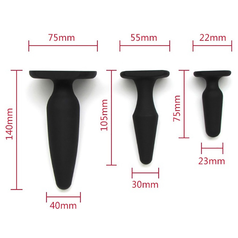 Kit Butt Plug Silicone Noir Taille L/m/s